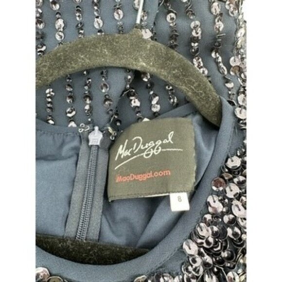 Mac Duggal Navy Blue Sequin Beaded Sleeveless Formal Gown Dress Size 8 - Picture 8 of 14